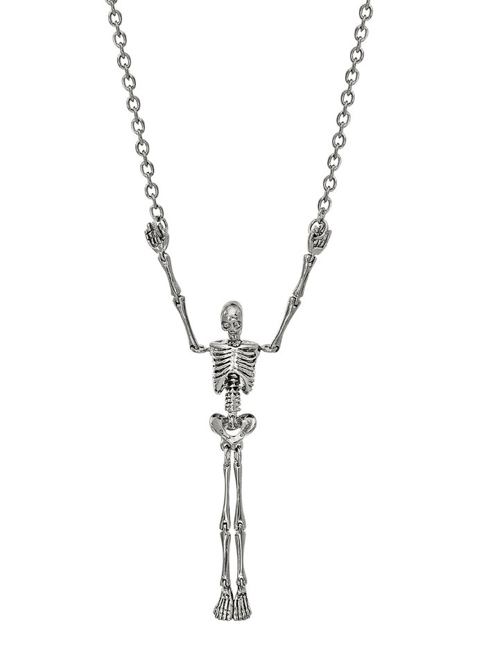 SKELETON LONG NECKLACE strieborný