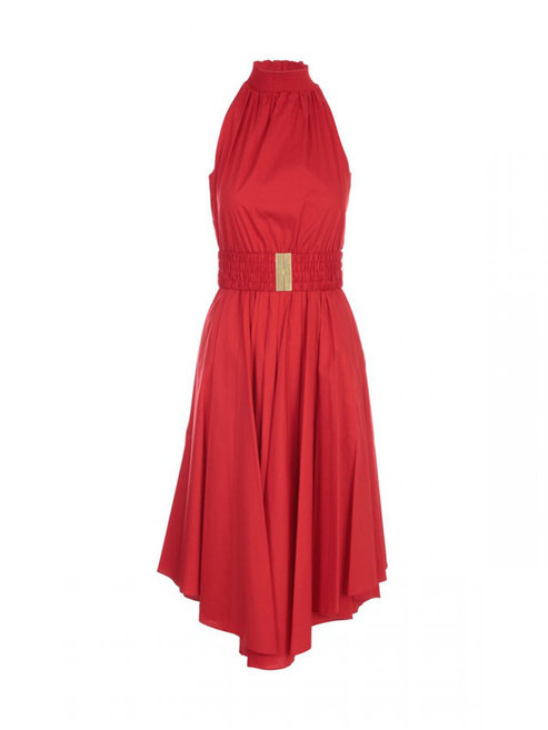 Šaty - HALTER POPLIN DRESS červené